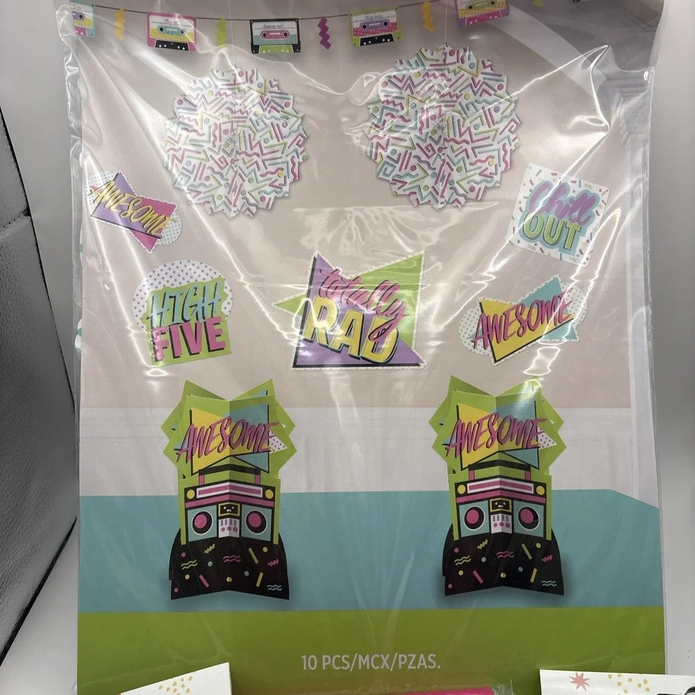 80s Totally Awesome Vibrant Party Decorations/Balloons/Props